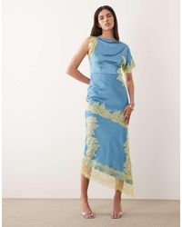 Never Fully Dressed - Fearne Satin Lace Detail Midi Dress - Lyst