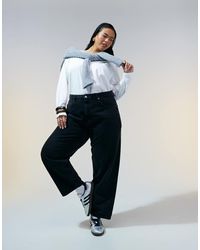 ASOS - Vaqueros Negro Lavado De Pernera Barrel De Asos Design Curve - Lyst