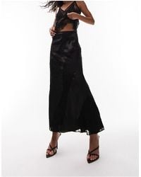 TOPSHOP - Premium Lace Satin Midi Skirt - Lyst