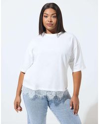 Yours Clothing - Lace Hem T-Shirt - Lyst