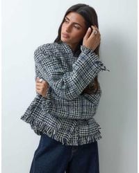 ASOS - Collarless Wool Blend Boucle Jacket - Lyst