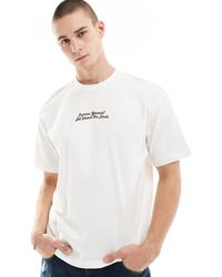 Bershka - T-shirt bianca squadrata con stampa testurizzata sul davanti - Lyst