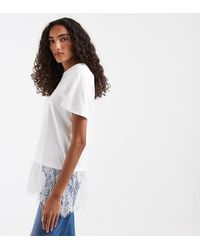 Vero Moda - T-shirt With Asymmetric Lace Detail - Lyst
