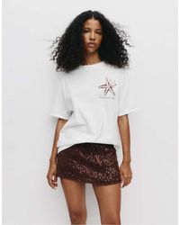 Pull&Bear - T-Shirt Color Ghiaccio Con Stella Marina - Lyst