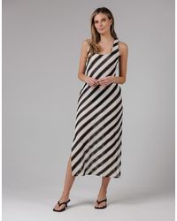 French Connection - Beach Cotton Blend Stripe Crochet Scoop Neck Tie Back Midi Dress - Lyst