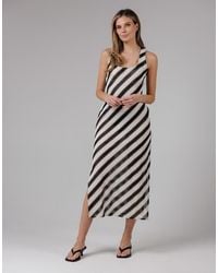 French Connection - Cotton Blend Stripe Crochet Scoop Neck Tie Back Midi Dress - Lyst
