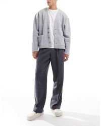 ASOS - Pantalones De Vestir De Pernera Ancha Con Pinzas Y Patrón De Espiga De Tejido Con Lana De - Lyst