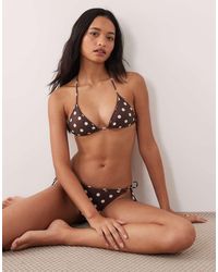 Mango - Polka Dot Tie Back Bikini Top - Lyst