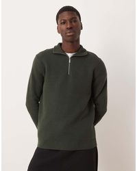 SELECTED - Gebreide Trui Van 100% Katoen Met Korte Rits - Lyst