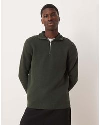SELECTED - 100% Cotton Knitted Half Zip - Lyst