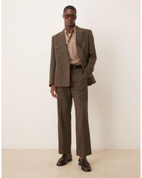 ASOS - Straight Leg Herringbone Suit Trousers - Lyst