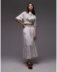 TOPSHOP - Jupe ample en coton froissé - ivoire - Lyst