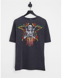 Only & Sons Oversized T-shirt With Guns N Roses Back Print - Black