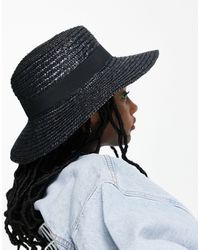 South Beach Exclusive Straw Boater Hat - Black