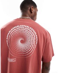 Parlez - Luna - t-shirt oversize avec manches courtes et logo imprimé au dos - corail - Lyst