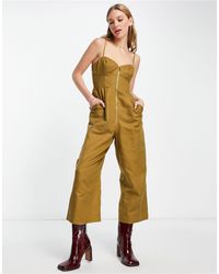 Whistles Zip Detail Linen Jumpsuit | Lyst