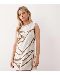 Vila - Mouwloze Mini Jurk Van Linnenmix Met Bloemenprint - Lyst