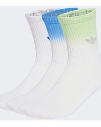 adidas Originals - Pack De 3 Pares De Calcetines Deportivos De Color Blanco, Verde Lima Y Azul Con Patrón Degradado De - Lyst