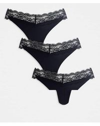 ONLY - 3 Pack Lace Trim Seamless Thong - Lyst