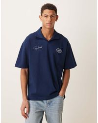 ASOS - Circular Design Collection Super Heavyweight Oversized Polo With Chest Print - Lyst