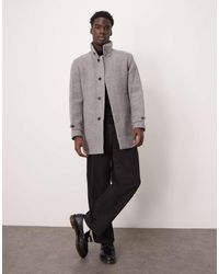 SELECTED - Abrigo Gris Con Cuello Alzado Reuben De - Lyst