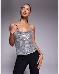 River Island - Sequin Drape Cami Top - Lyst
