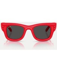 Ray-Ban - Gafas De Sol Rojas Cuadradas Gruesas Con Lentes Negras Wayfarer Puffer De - Lyst
