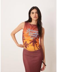 ASOS - Mesh Boat Neck Vest With Bahamas Palm Print - Lyst