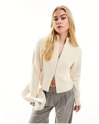 & Other Stories - Merino Wool And Cotton Blend Cardigan With Zip Front And Sculptural Sleeves - Lyst