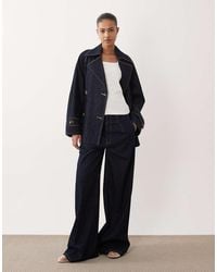 Mango - Alma 100% Cotton Pleat Front Denim Trouser Co-ord - Lyst