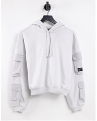 Dr. Denim Utility Hoodie With Pockets - White