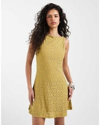 Vero Moda - Jersey Floral Broderie Sleeveless Mini Dress - Lyst