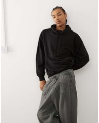 Weekday - Felpa Con Cappuccio Oversize Nera - Lyst