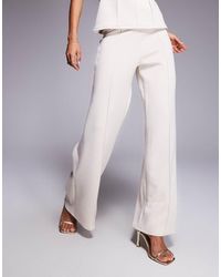 ASOS - Pantaloni A Fondo Ampio Color Crema Morbidi Con Cuciture A Vista - Lyst