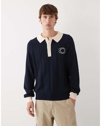 Prohibited - Gebreide Oversized Polo Met Lange Mouwen En Logo-Embleem - Lyst