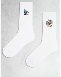 ASOS - Confezione Da 2 Paia Di Calzini Bianchi Con Grafica Disney Di Topolino - Lyst