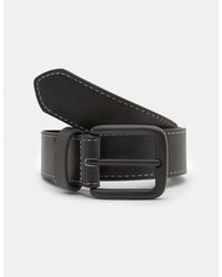 Pull&Bear - Leather Effect Belt With Stitching - Lyst