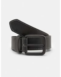 Pull&Bear - Cintura Nera Effetto Pelle Con Cuciture A Contrasto - Lyst