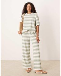 ASOS - Gebreide Gestreepte Broek Met Wijde Pijpen - Lyst