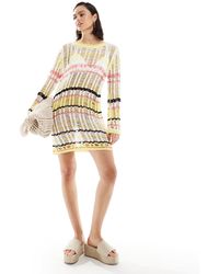 ASOS - Knitted Open Stitch Long Sleeve Mini Dress - Lyst