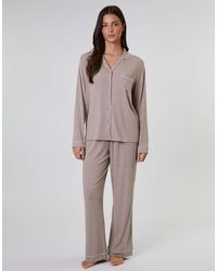 Loungeable - Rib Long Sleeve Traditional Shirt And Long Pant - Lyst