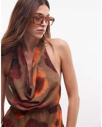 Motel - Mahda Halter Neck Plisse Floral Top - Lyst