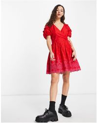 Mini Dress With Puff Sleeves 