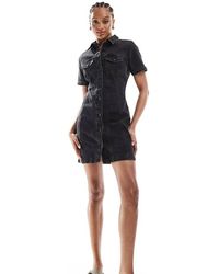 ASOS - Asos Design Tall Denim Fitted Shirt Mini Dress - Lyst