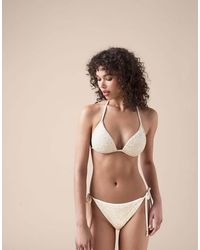 Calzedonia - Padded Triangle Bikini Top Sequin Net - Lyst