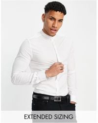 ASOS Skinny Fit Shirt With Band Collar - White