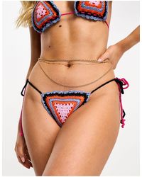 Vero Moda - Crochet Tie Side Bikini Bottoms - Lyst