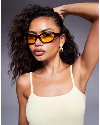 River Island - Gafas De Sol Marrones Con Diseño Envolvente De -Marrón - Lyst