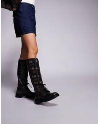 Steve Madden - Rox Dk Buckle Detail Lace Up Boots - Lyst