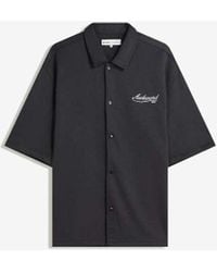 Bershka - Camicia Nera A Maniche Corte Con Ricami - Lyst